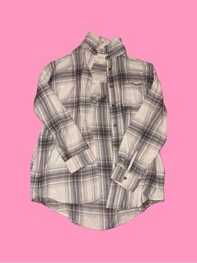 Aeropostale Women's Gray & White Plaid Button-Down Shirt